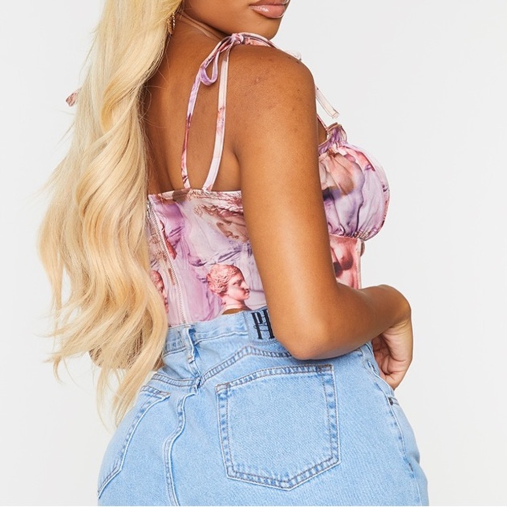 Print Cut out purple corset top